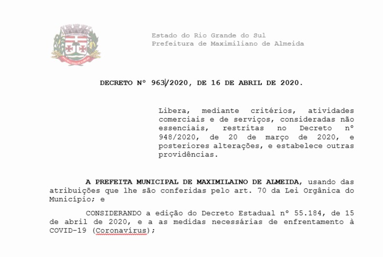 Decreto libera, mediante critérios, atividades comerciais e de serviços, consideradas não essenciais
